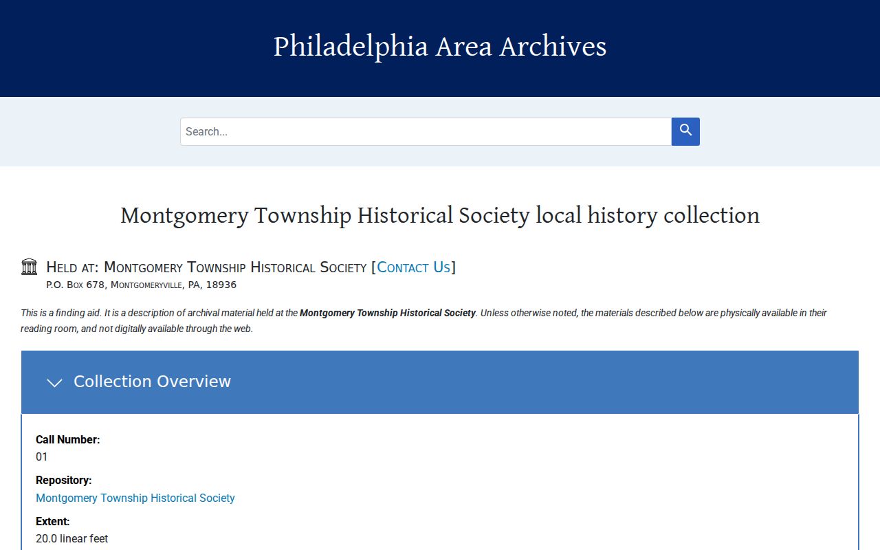 Montgomery Township city directory historical collection finding aid