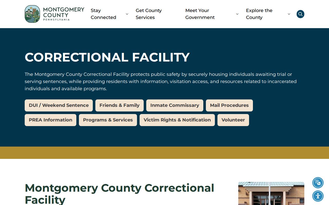 Montgomery Township residents directory county correctional facility resource