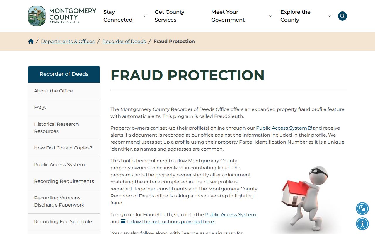 Montgomery Township residents directory FraudSleuth property alert information