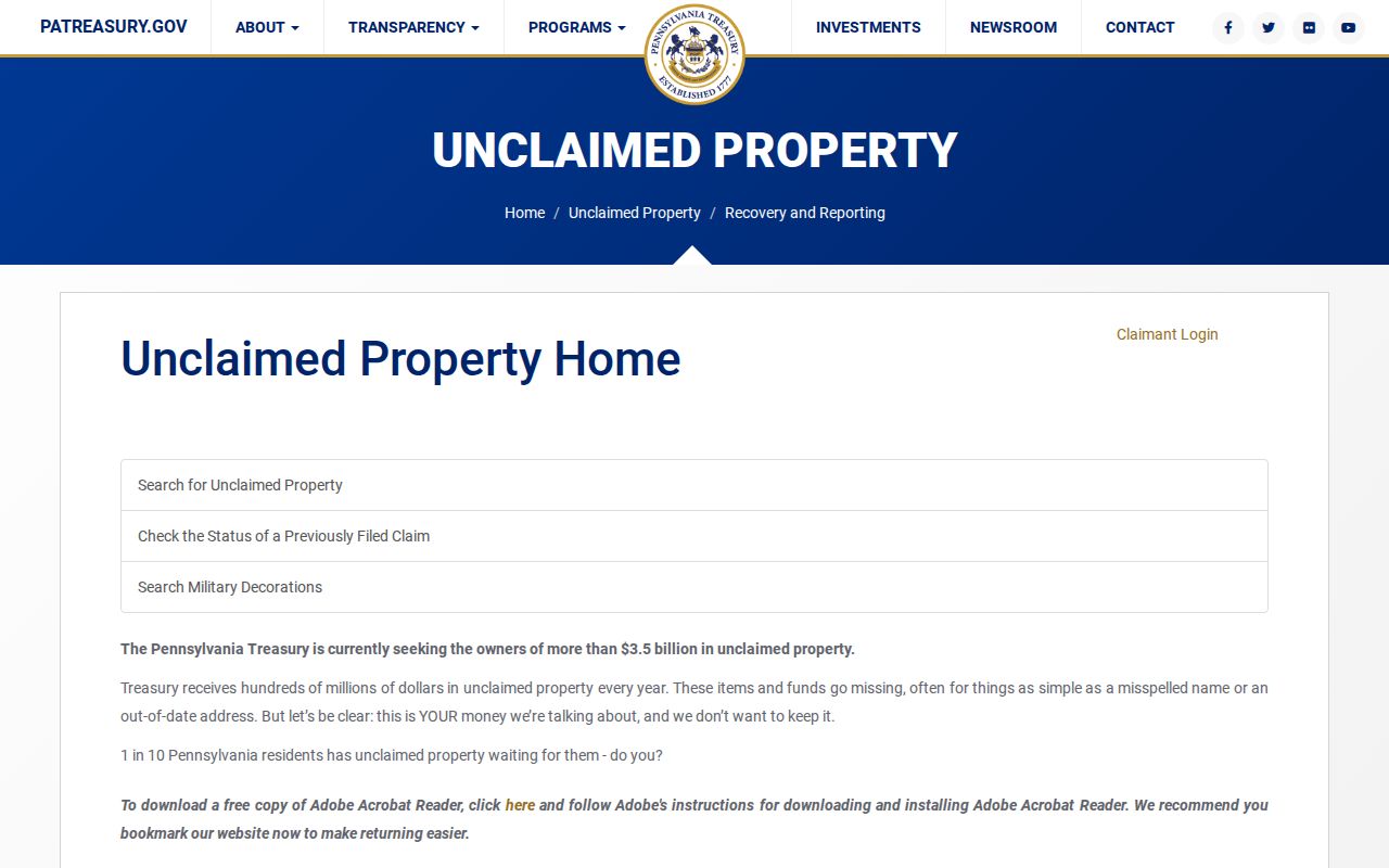 Montgomery Township neighbors Pennsylvania unclaimed property claim search