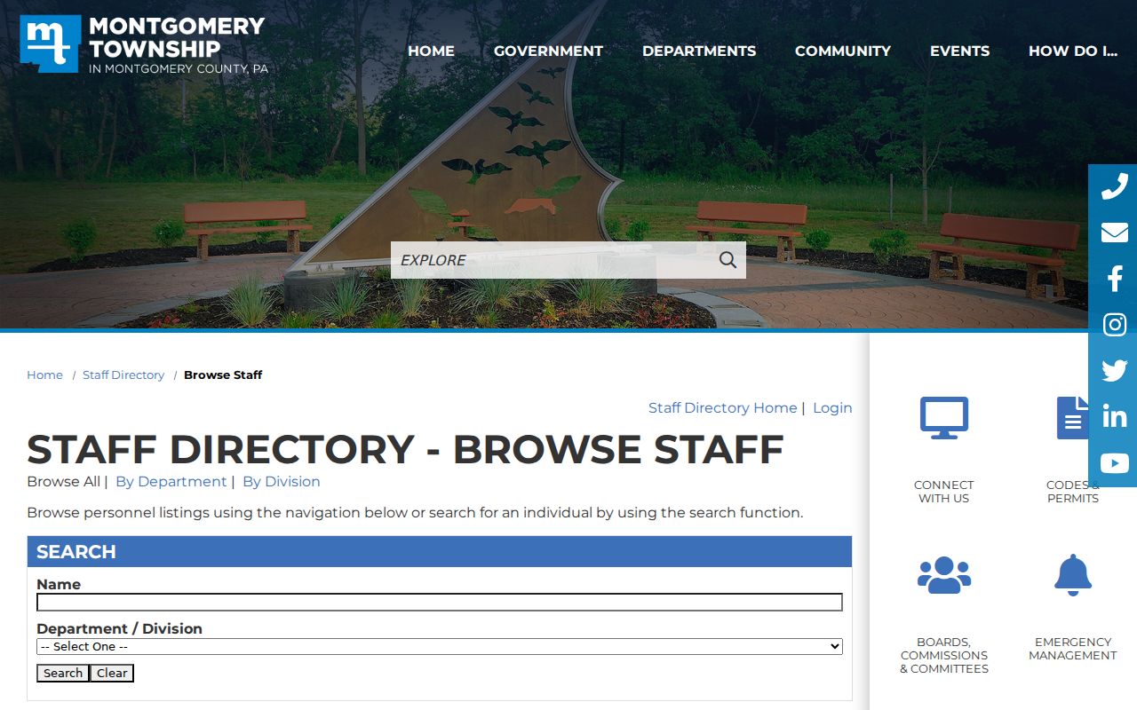 Montgomery Township neighbors official staff directory search