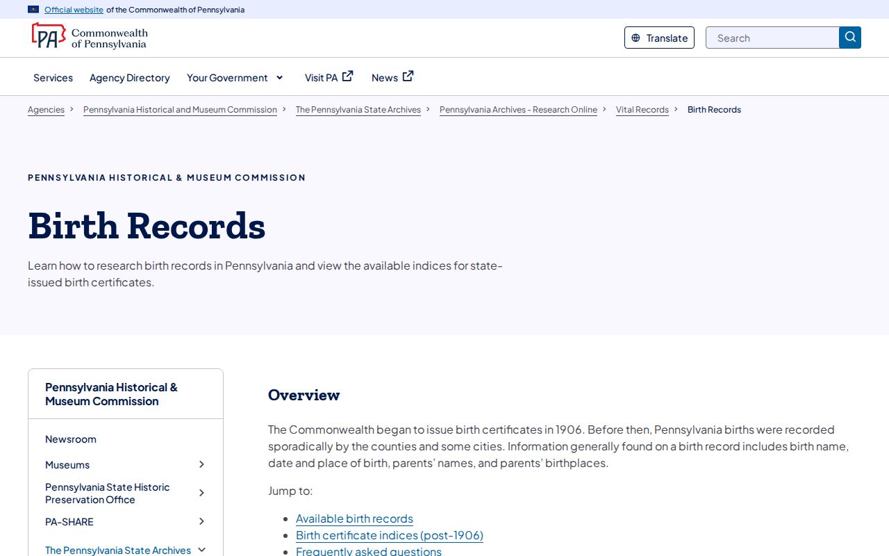 Montgomery Township previous residents Pennsylvania archival birth records