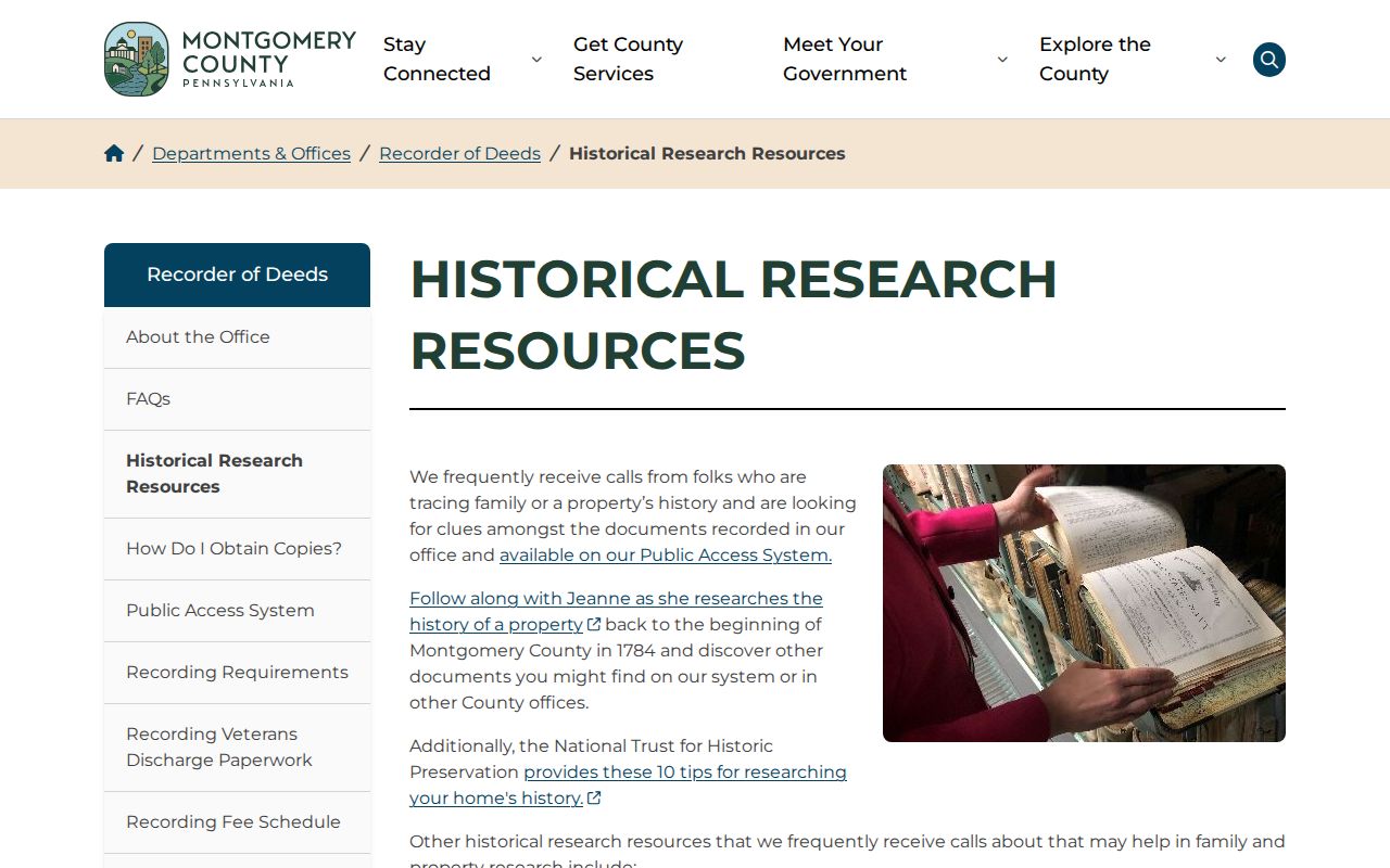 Montgomery Township previous residents Recorder historical research resources